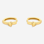 Solitaire Birthstone Huggie Hoop Earrings