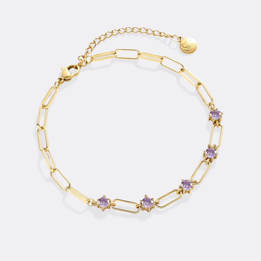 Paperclip Bracelet with Gemstone Accents