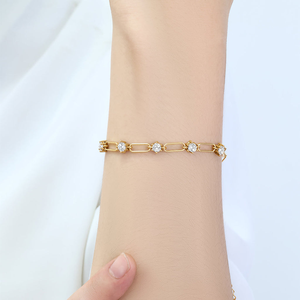 Paperclip Bracelet with Gemstone Accents