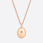 Engraved Oval Photo Locket Necklace