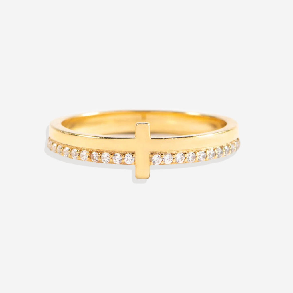 Let God Be In Control Golden Cross Ring