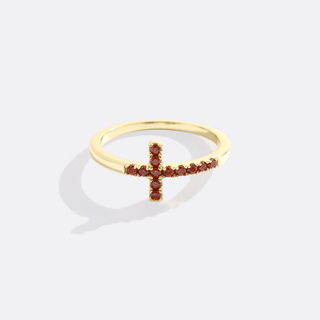 Birthstone Cross Ring