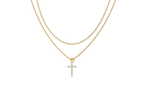 Dainty Cable Necklace with Pave Cross Chain Necklace Stacking Set