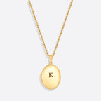 Engraved Oval Photo Locket Necklace
