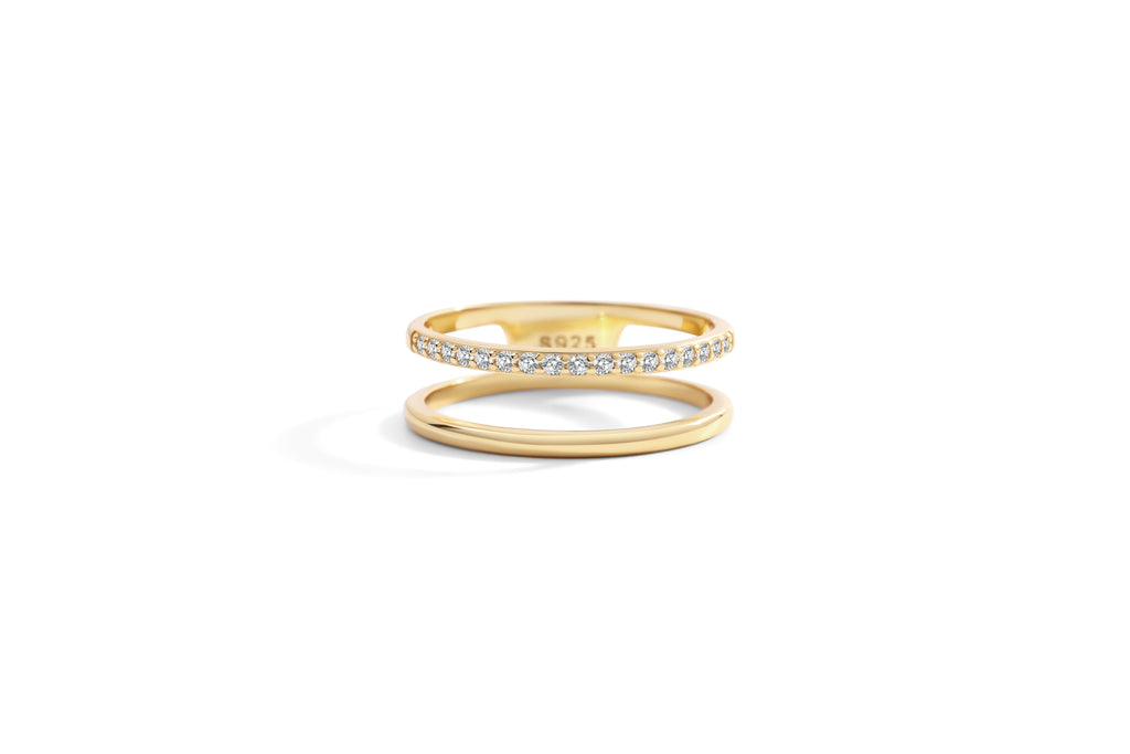 Double Band Pave Ring