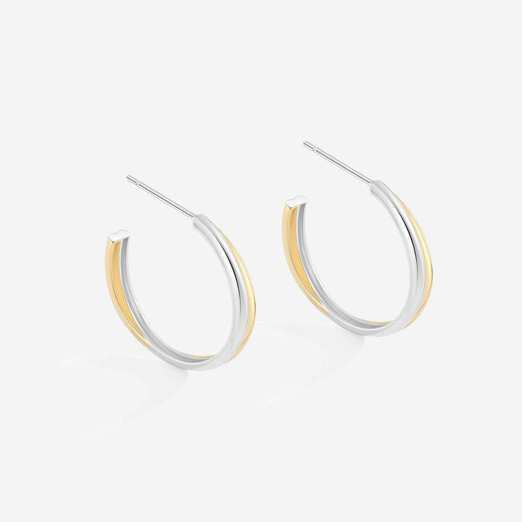 Mixed Metal Crossover Earrings