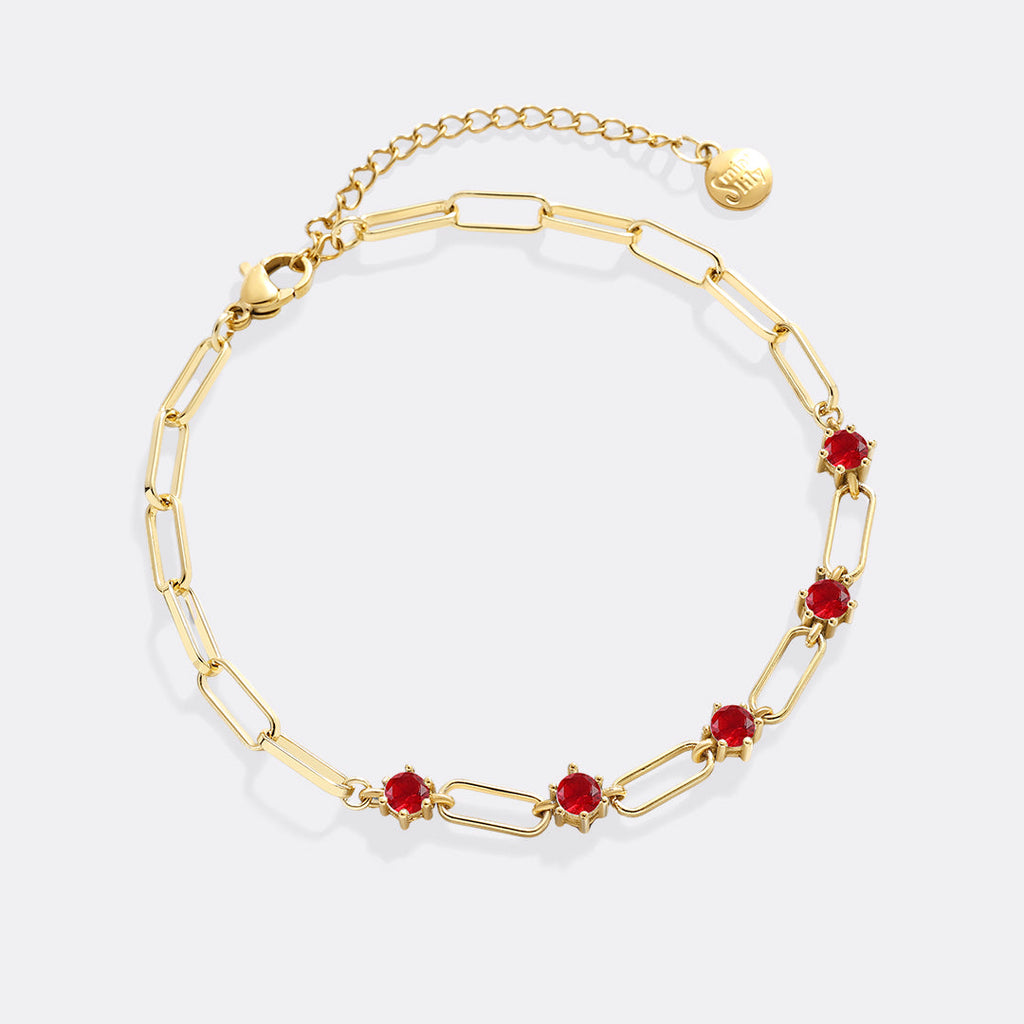 Paperclip Bracelet with Gemstone Accents