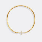Gold Beaded Cross Stretch Bracelet