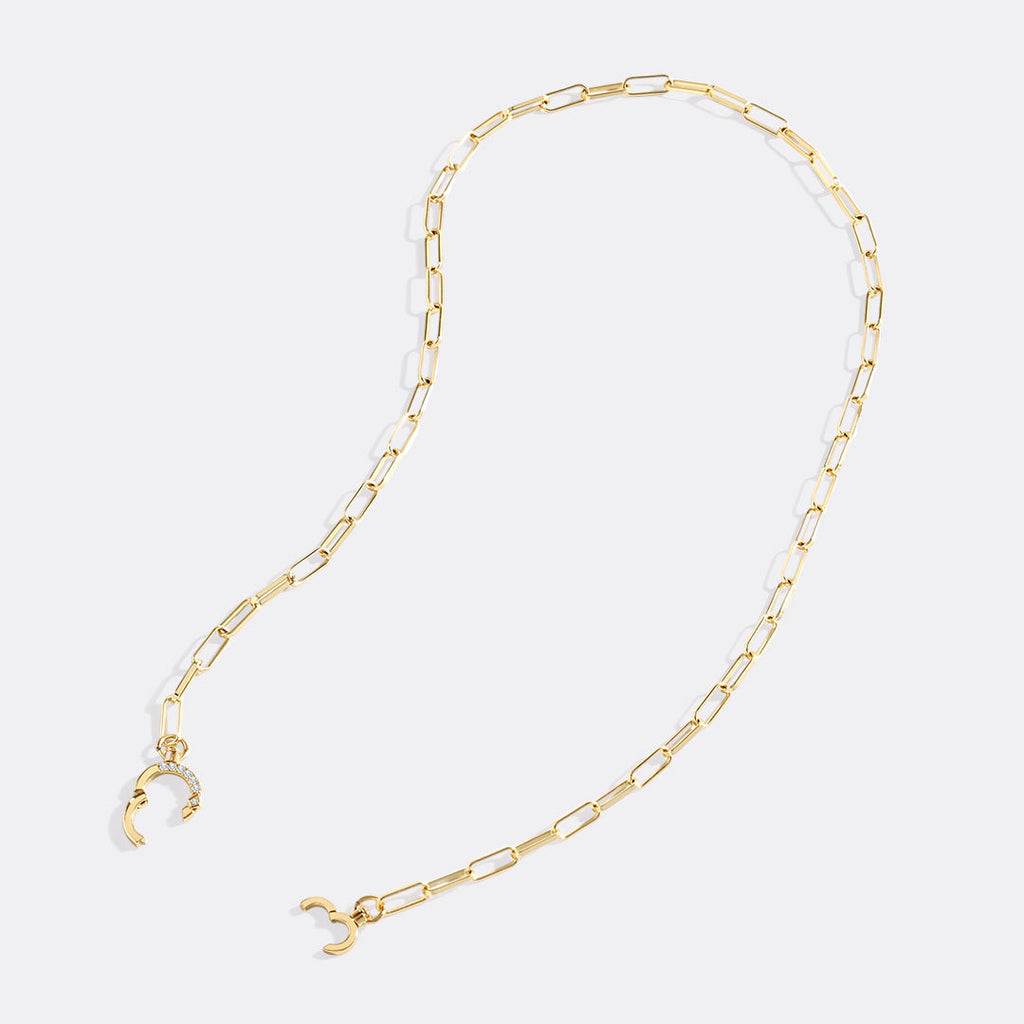 Pave Mint Paperclip Necklace