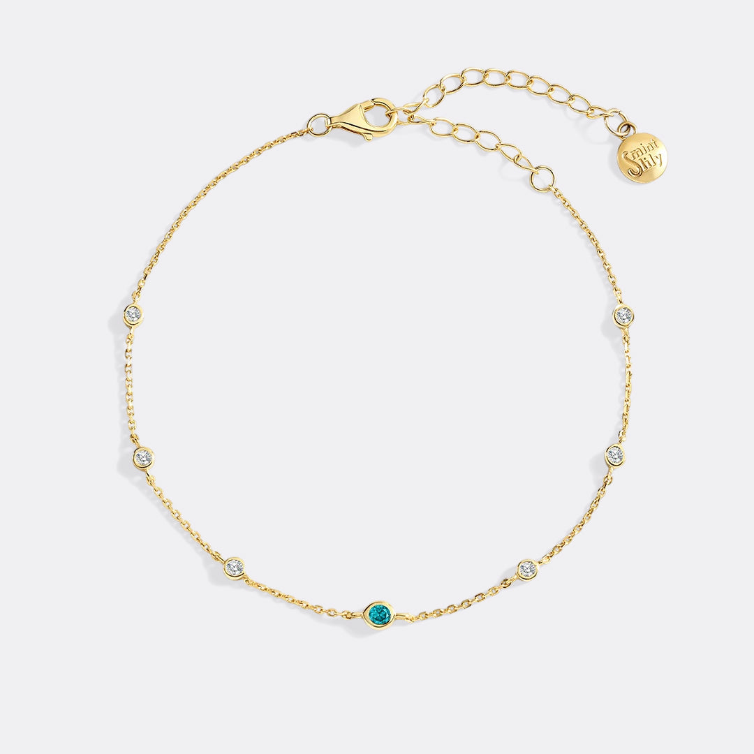 March Birthstone Station Bracelet