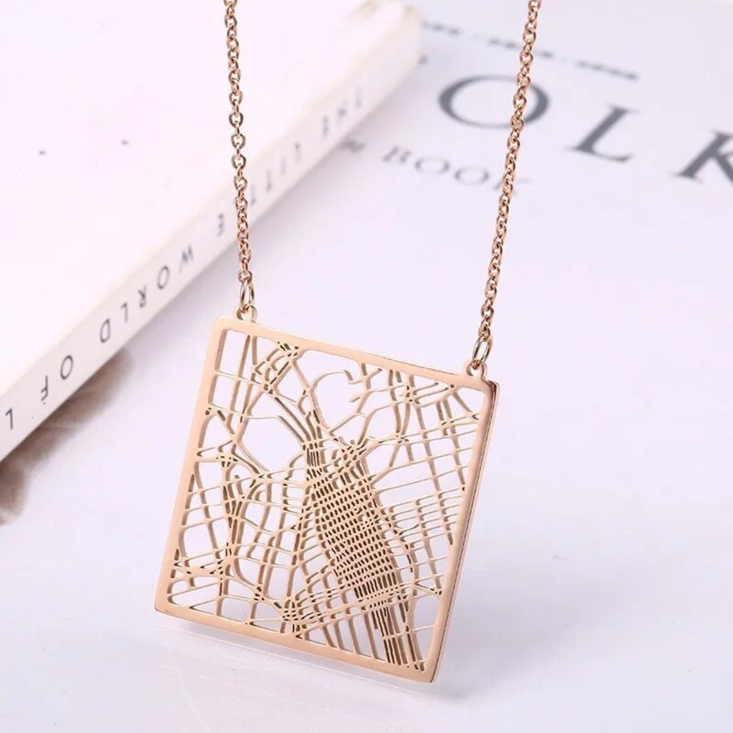 Custom Map Pendant Necklace