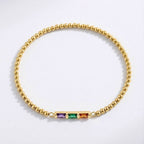 Personalized Baguette Birthstone Beaded Bracelet