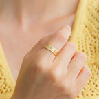 Narrow Textured Gold Birthstone Band