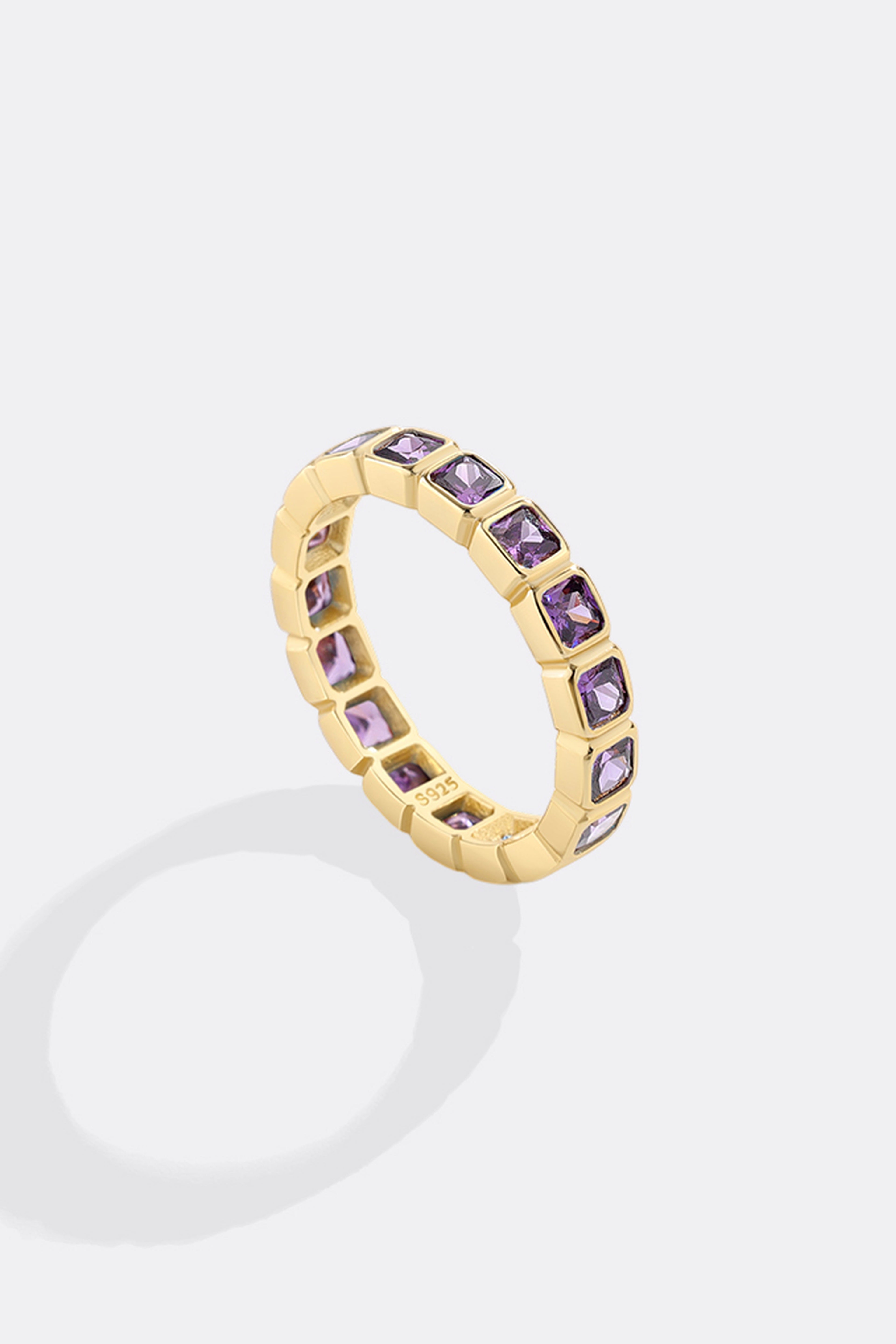 Emerald Cut Birthstone Eternity Ring