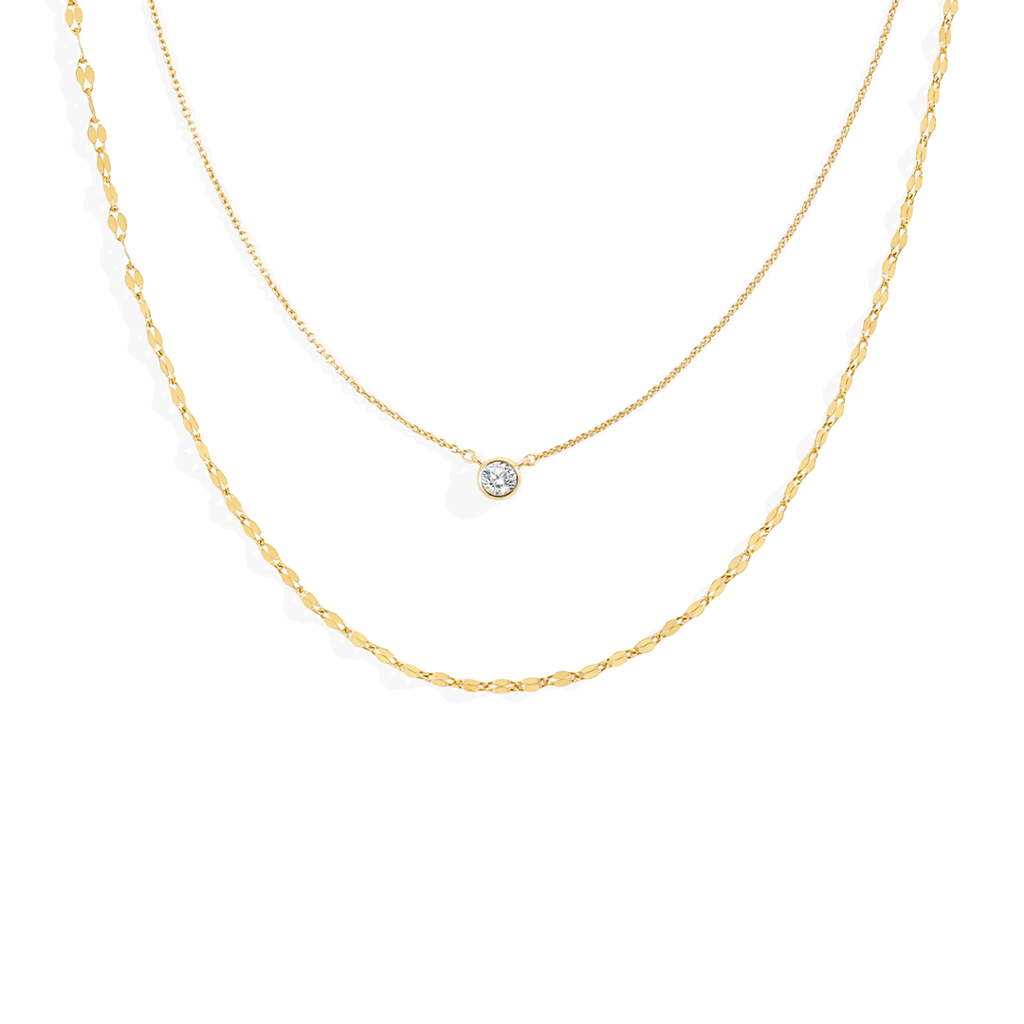 Classic Bezel Necklace and Petal Chain Set
