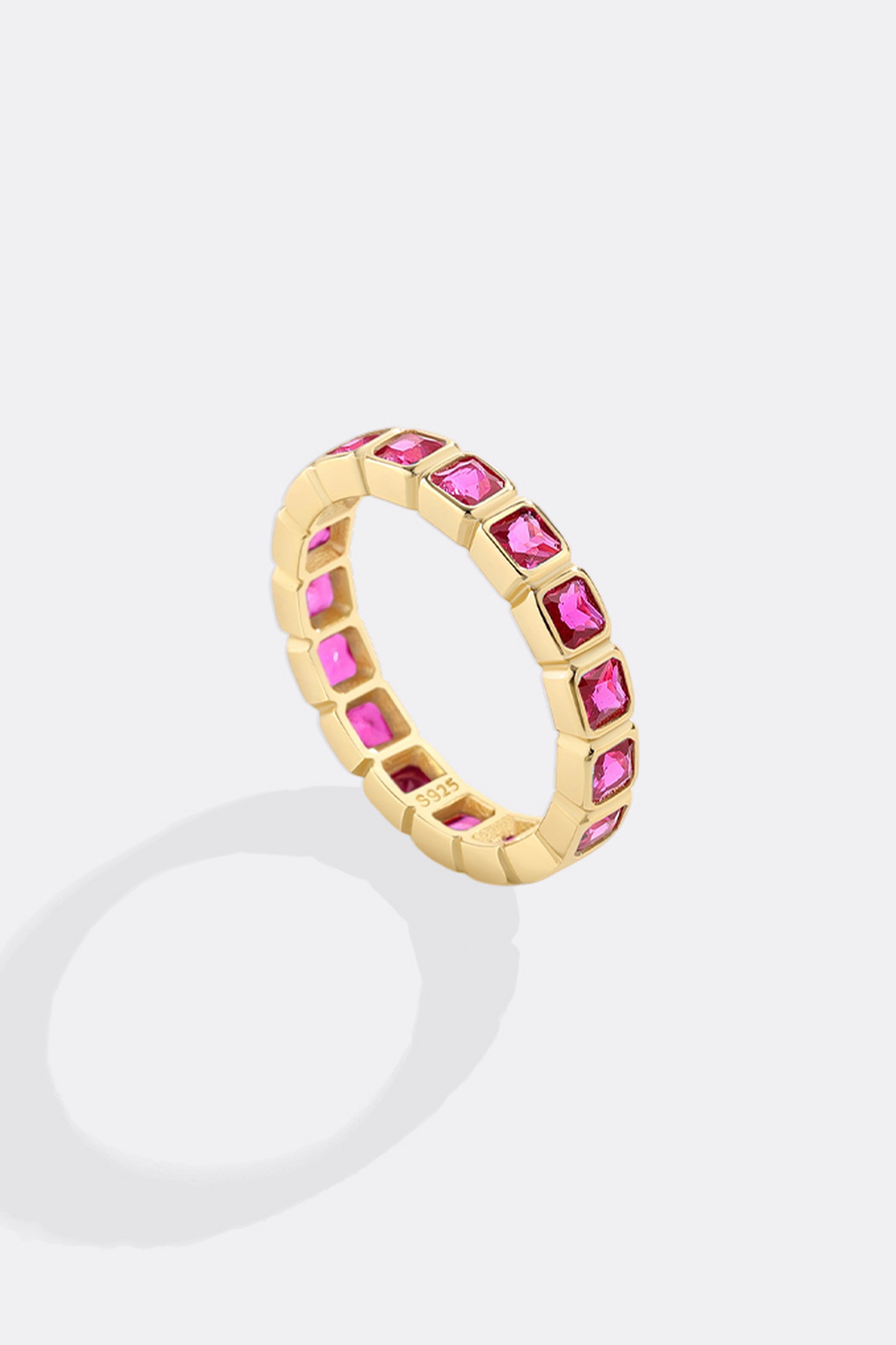 Emerald Cut Birthstone Eternity Ring