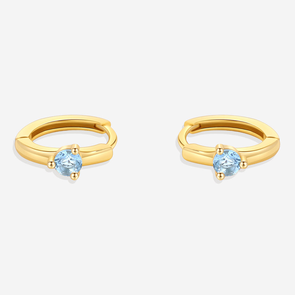 Solitaire Birthstone Huggie Hoop Earrings