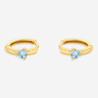 Solitaire Birthstone Huggie Hoop Earrings