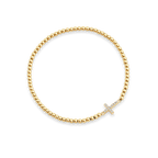 Gold Beaded Cross Stretch Bracelet