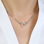 Pave Mint Paperclip Necklace