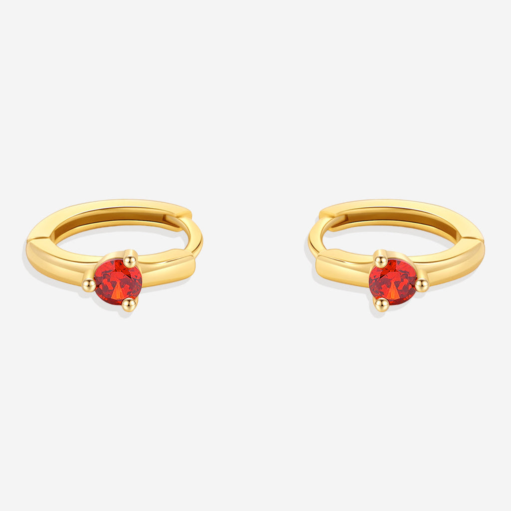 Solitaire Birthstone Huggie Hoop Earrings