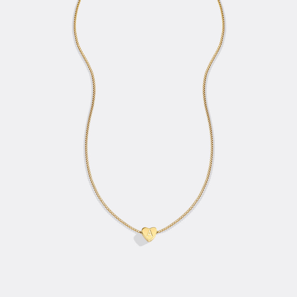Dainty Heart Stacking Initial Necklace