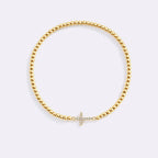 Gold Beaded Cross Stretch Bracelet