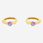 Solitaire Birthstone Huggie Hoop Earrings
