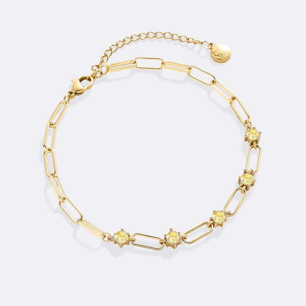 Paperclip Bracelet with Gemstone Accents