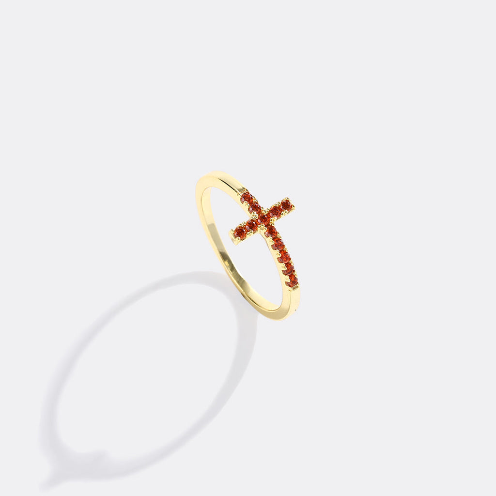 Birthstone Cross Ring