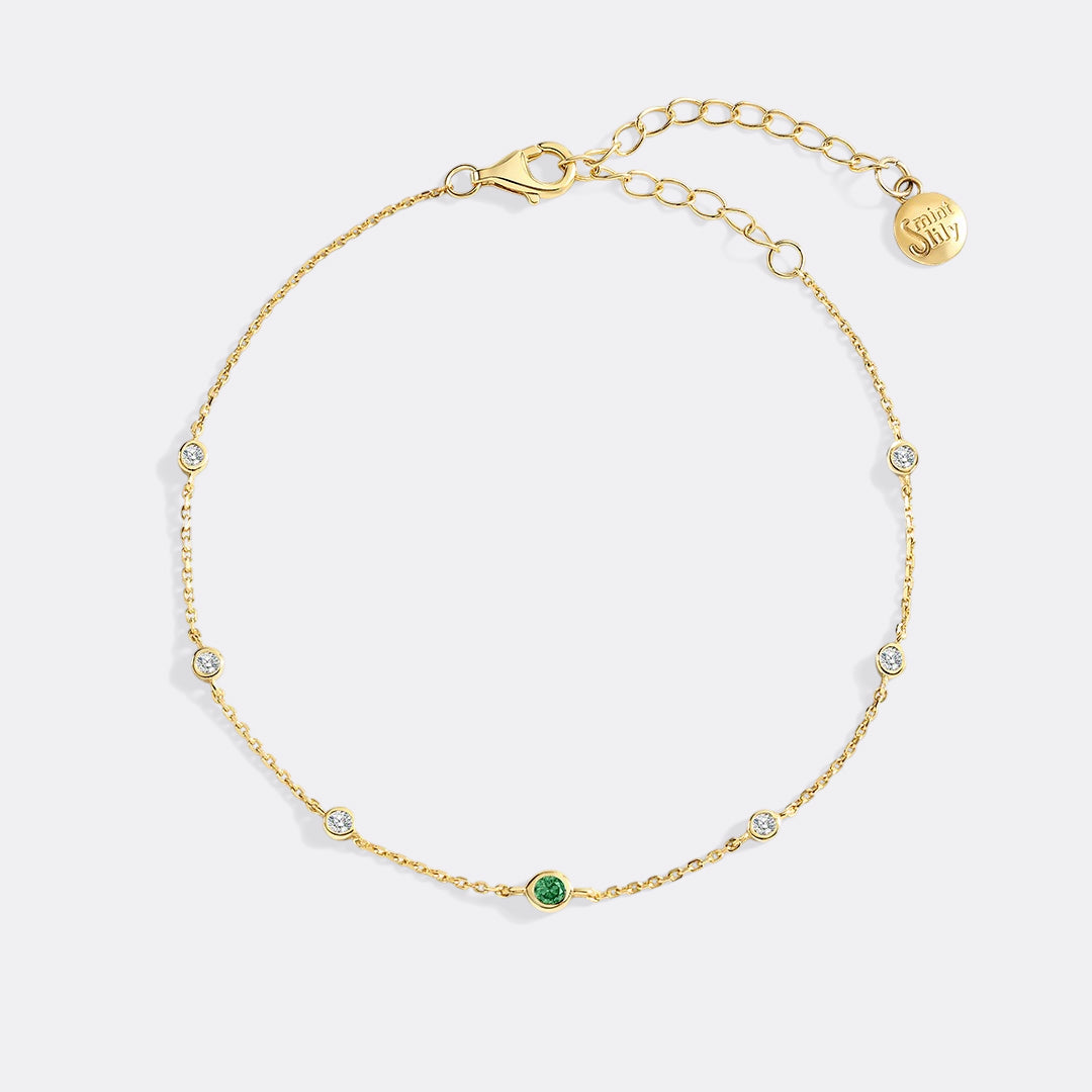 May Birthstone Station Bracelet