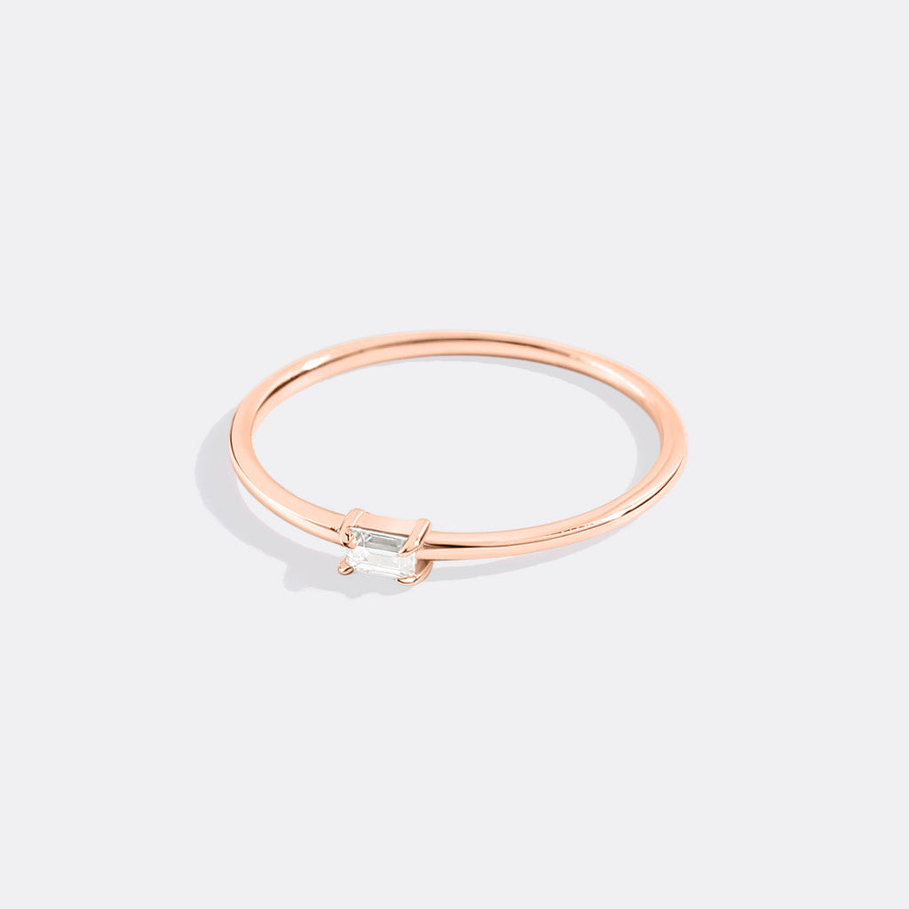 Dainty Baguette Birthstone Stacking Ring