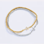 Gold Beaded Cross Stretch Bracelet