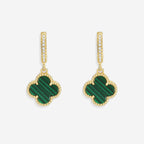 Pave Clover Drop Earrings
