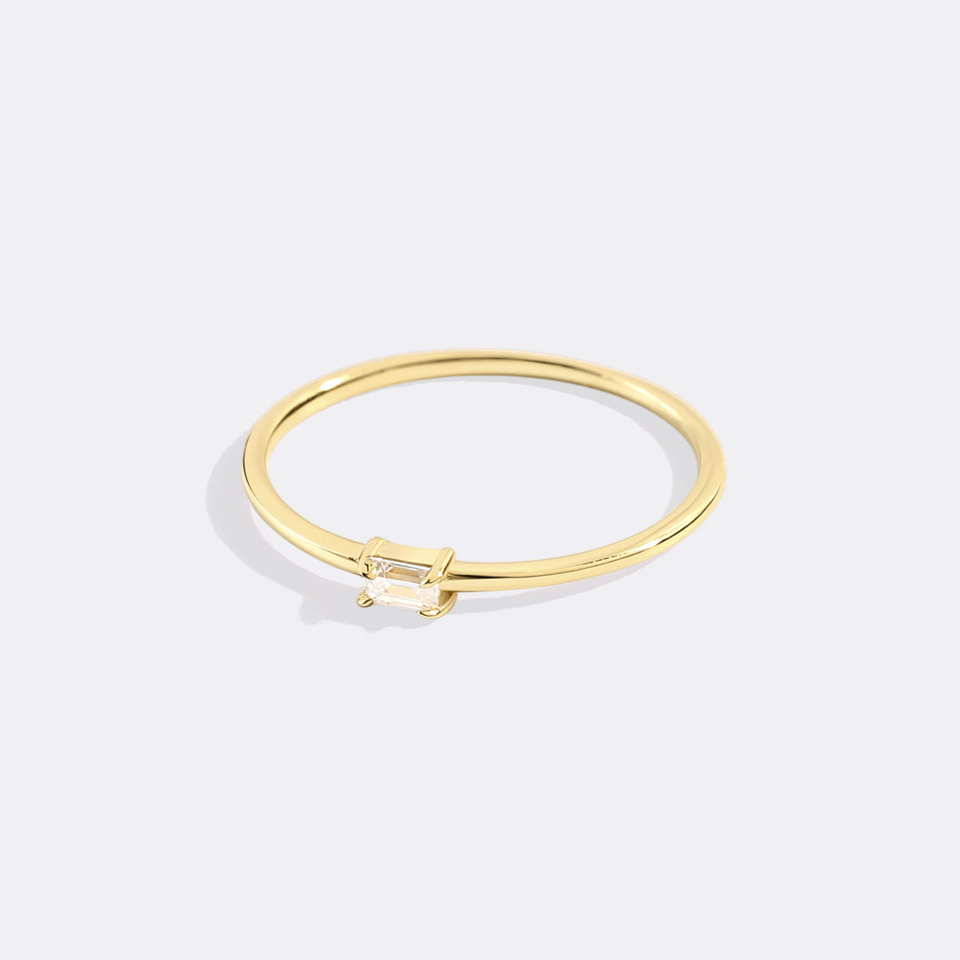 Dainty Baguette Birthstone Stacking Ring