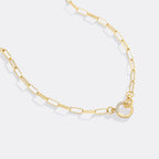 Pave Mint Paperclip Necklace