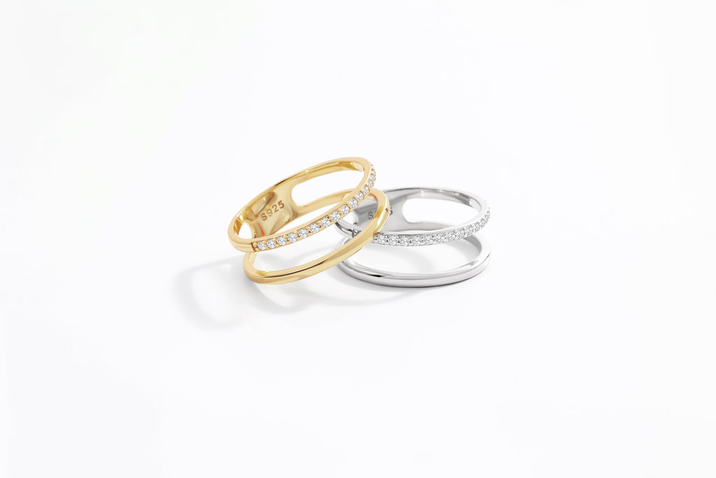 Double Band Pave Ring