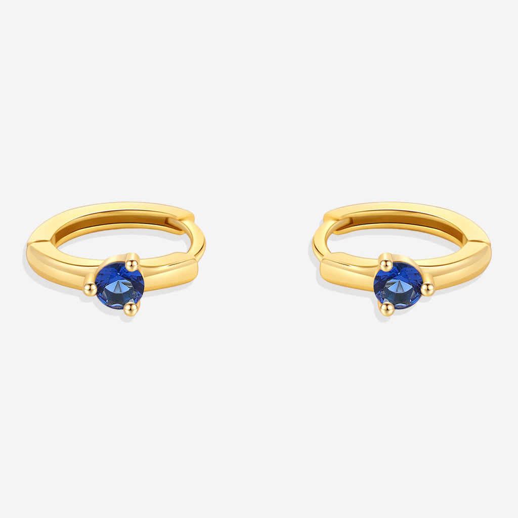 Solitaire Birthstone Huggie Hoop Earrings