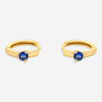 Solitaire Birthstone Huggie Hoop Earrings
