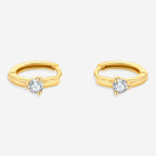 Solitaire Birthstone Huggie Hoop Earrings