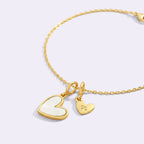 Dainty Mother Of Pearl Cable Chain Bracelet with Initial Heart Charm