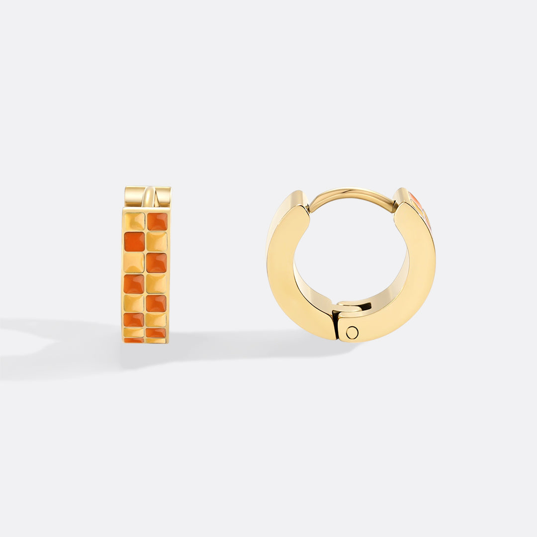 Checkered Hoop Earrings