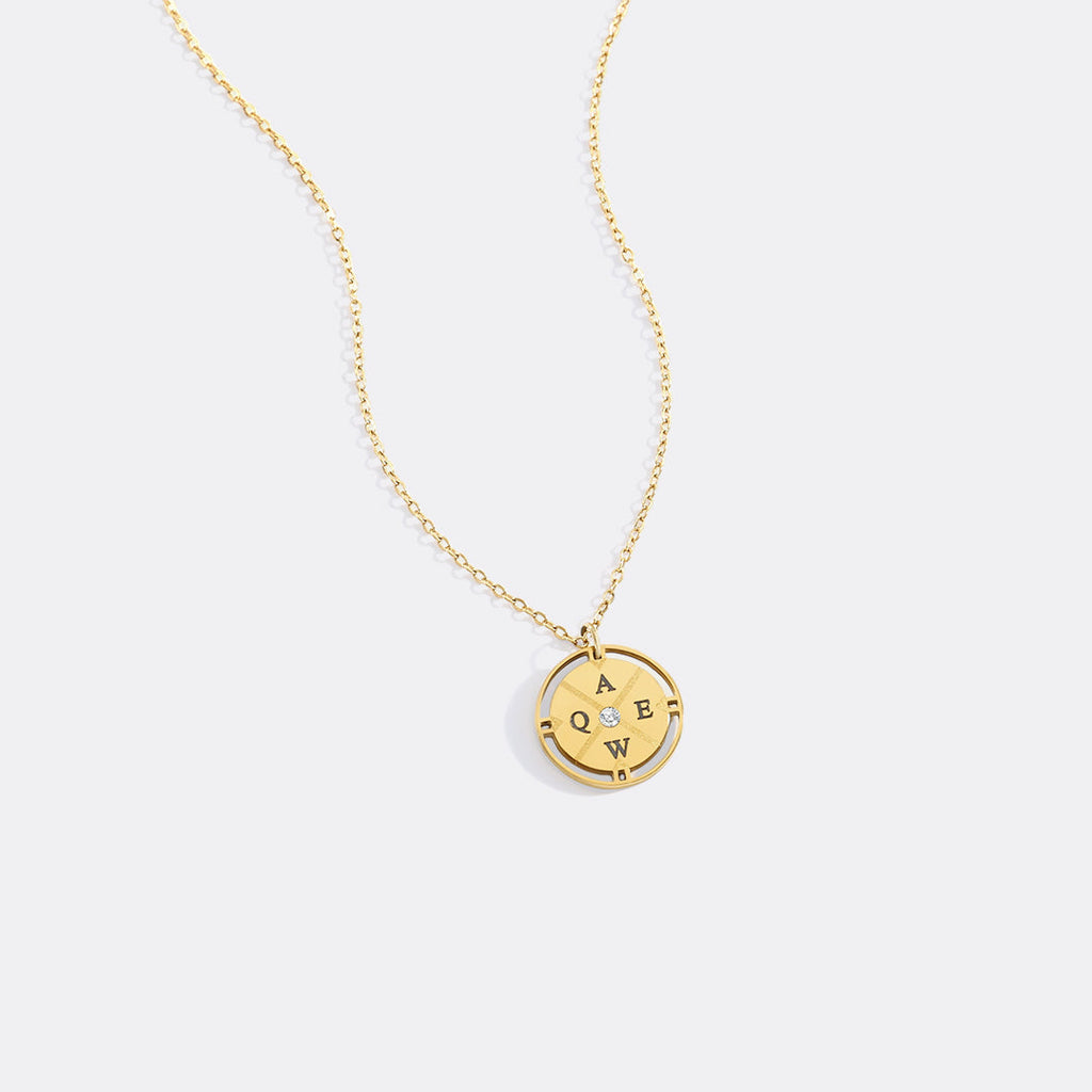 Personalized Mini Compass Pendant Necklace