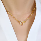 Pave Mint Paperclip Necklace