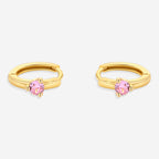 Solitaire Birthstone Huggie Hoop Earrings