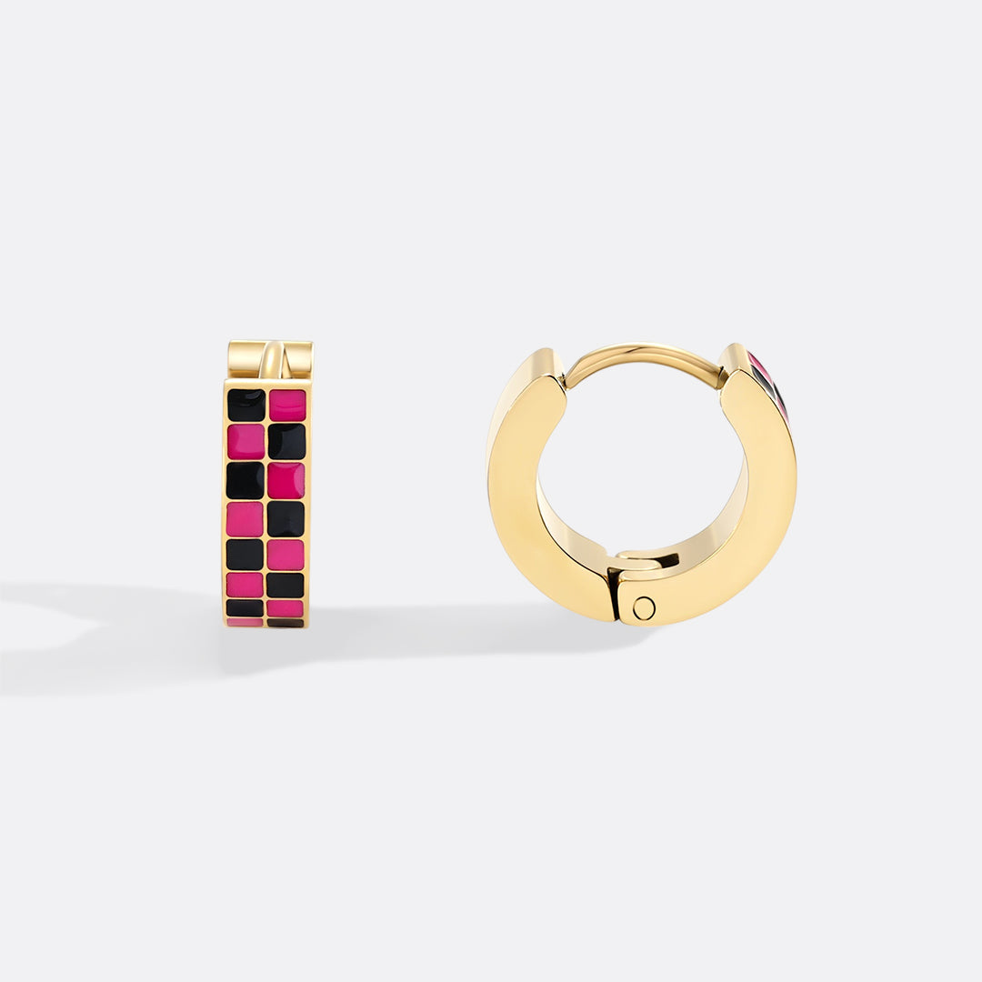 Checkered Hoop Earrings