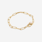Paperclip Bracelet with Pearl Accent
