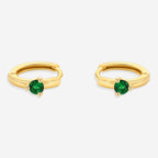 Solitaire Birthstone Huggie Hoop Earrings