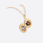 Engraved Oval Photo Locket Necklace