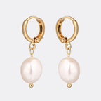 Freshwater Pearl Drop Huggie Earrings